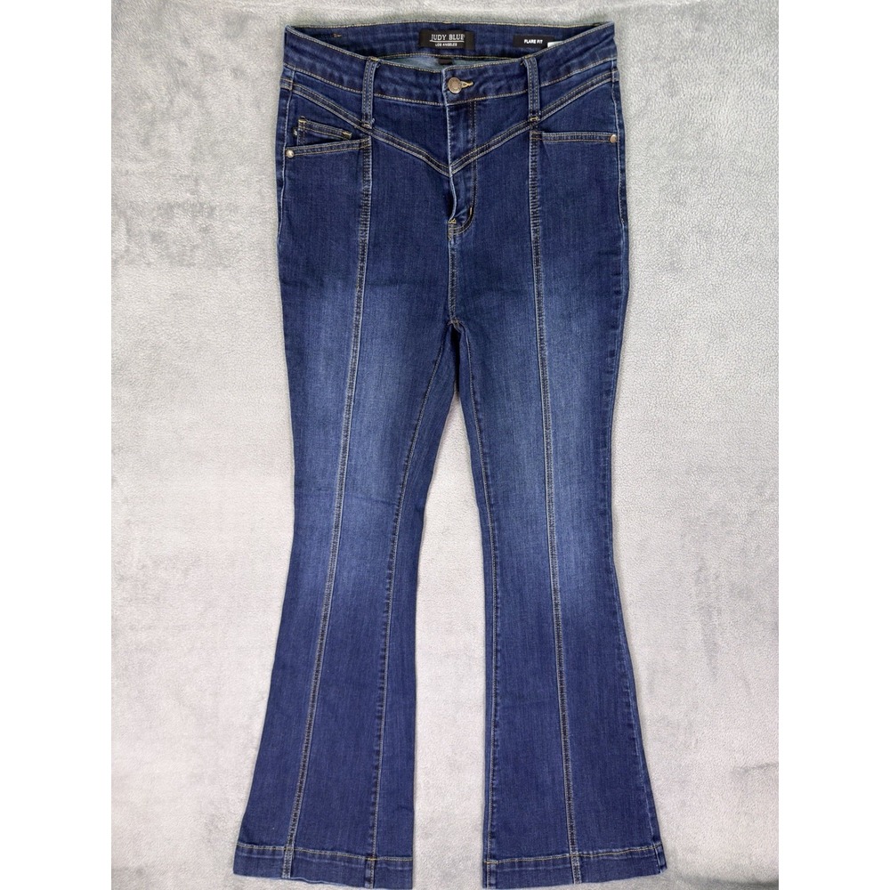 Judy Blue Jeans Womens 11/30 Blue Dark Wash High Rise Flare Fit Stretch